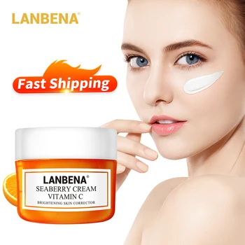 

LANBENA Facial Cream Vitamin C Whitening Moisturizing Brighten Improving Dull Skin Peptide Anti Wrinkle Anti Aging Lifting 40g