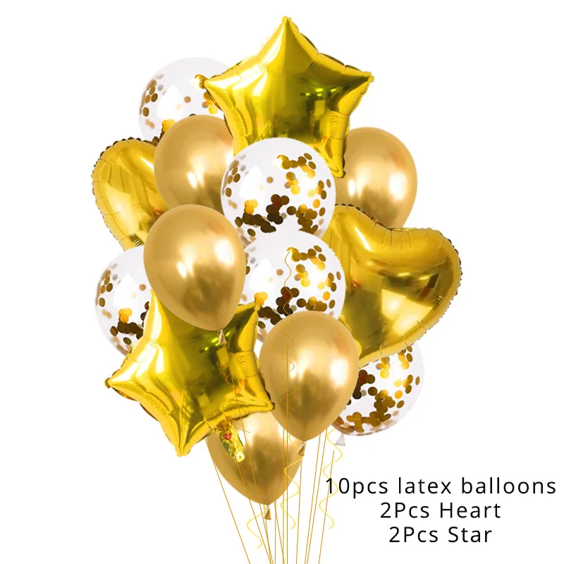 14pcs balloon set-B С Днем Рождения украшения партии Фольга Воздушные шары Блестящие Золото С Днем Рождения письмо воздушный шар 40inch 0123456789 Количество Баллоны шаров - Цвет: 14pcs balloon set-B