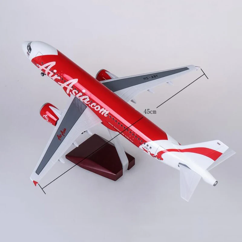 1/80 47 см Airbus A320 NEO Air Asia. Com модель самолета из сплава База W шасси и светильник игрушки самолет с фиксированным крылом