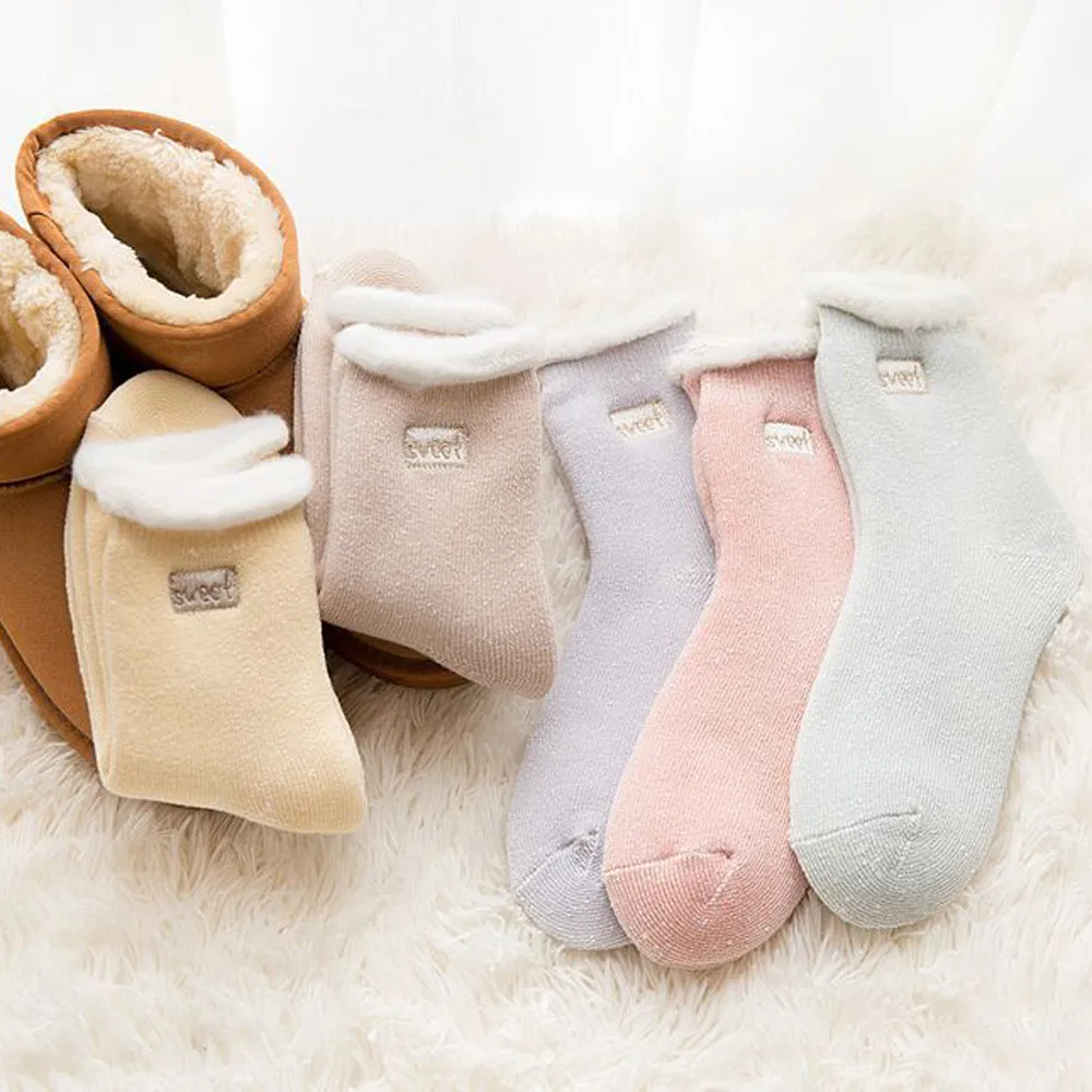 Зимние женские носки ORLVS, бархатные женские носки, calcetines mujer divertido, толстые теплые носки с оборками,#4