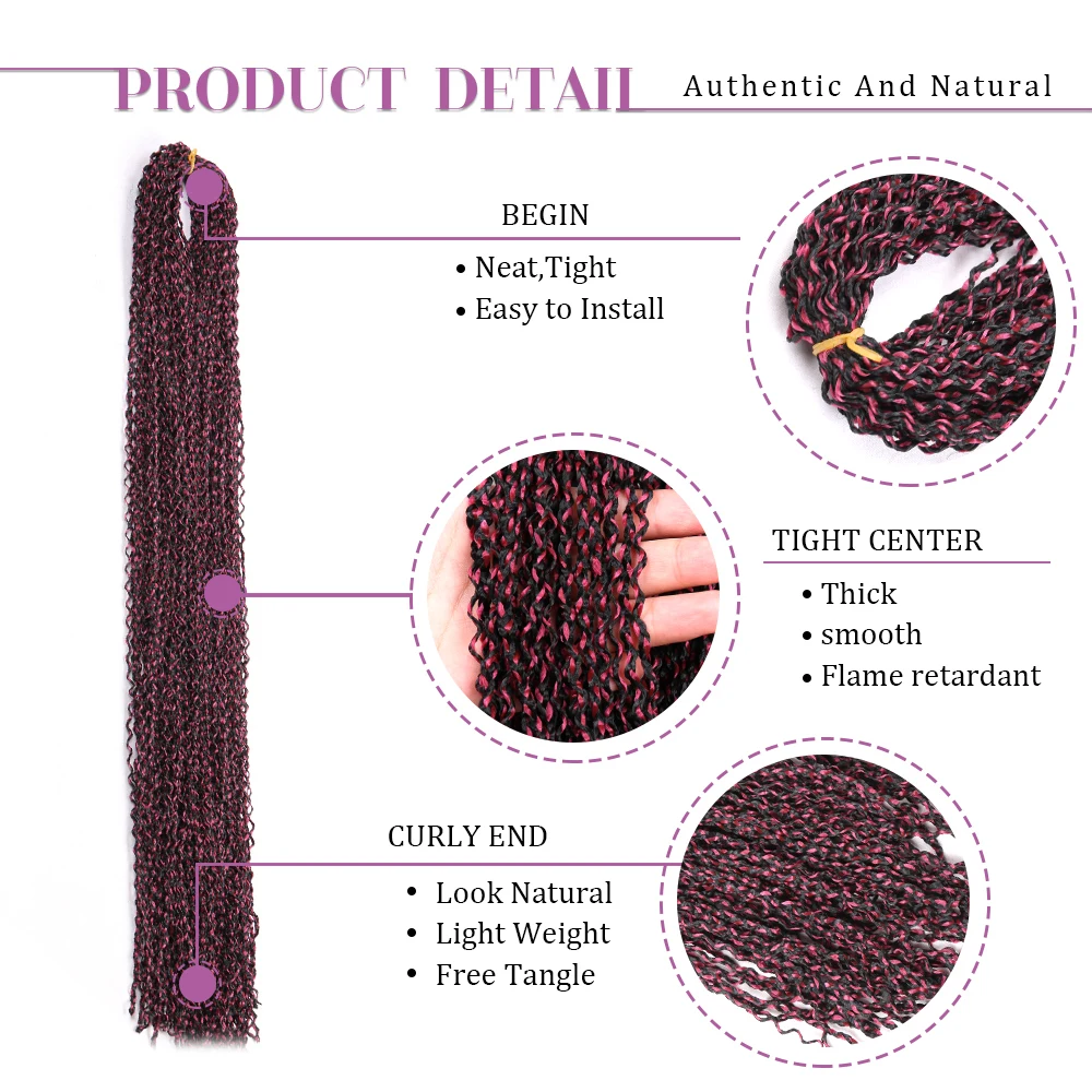 Fashion Long Curly Zizi Braids Crochet Box Braids Colored Synthetic Braiding Hair Extensions Blue Gray Brown Blonde Crochet Hair 5