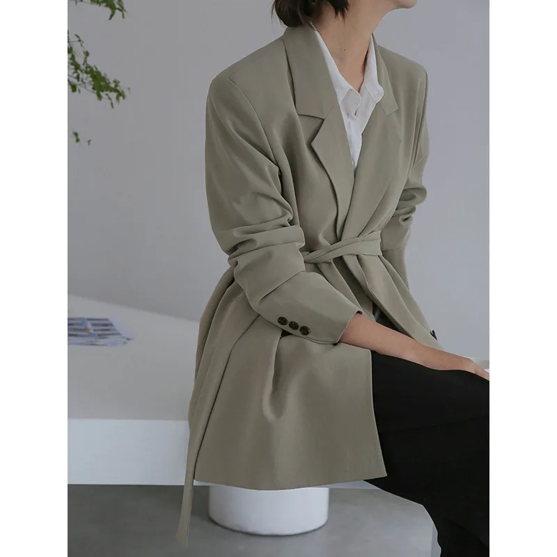 

Mulan New Style Online Celebrity CHIC-Style French by 2019 Autumn Code Double Breasted Suit Jacket with Belt 6337