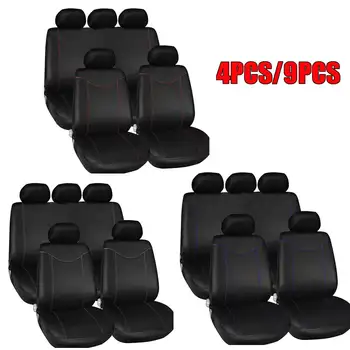

9pcs Set Rear Front Car Seat Cover Universal Automobiles Seat Covers Protector Polyester Four Seasons Fit For BMW For Ford