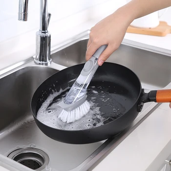 

Long Handle Pot Brush Dish Bowl Washing Cleaning Brush Sponge Automatic Liquid Dispenser Dishwasher Brush Kitchen Cleaning Tools