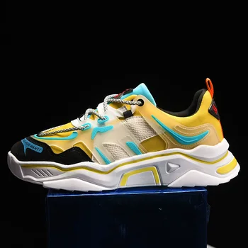 

Spring New Youth Fashion Men Shoes Low Ankle Casual Shoes Mens Yellow Lace Up Sneakers For Boy Flats Casual Shoes Men