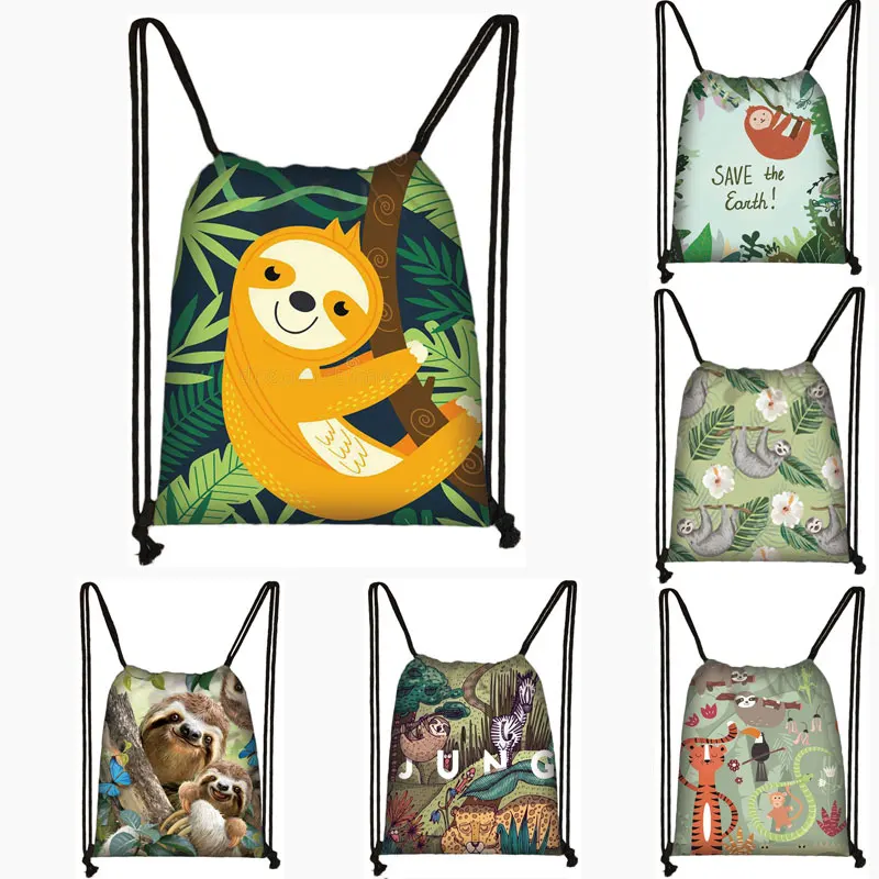 Купить Naive Animal Sloth Print Backpack Drawstring Bag commute Storage Women Fashion Shopping Bags Girls Bookbag  Багаж и сумки | Женские рюкзаки (4001274093064)