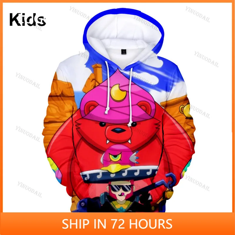 

POCO Brawling Cartoon Hoodie NITA Stars Shooting Game 6 To 19 Years Kids Leon Sweatshirt 3D Hoodie Boys Girls Tops Teen Clothes