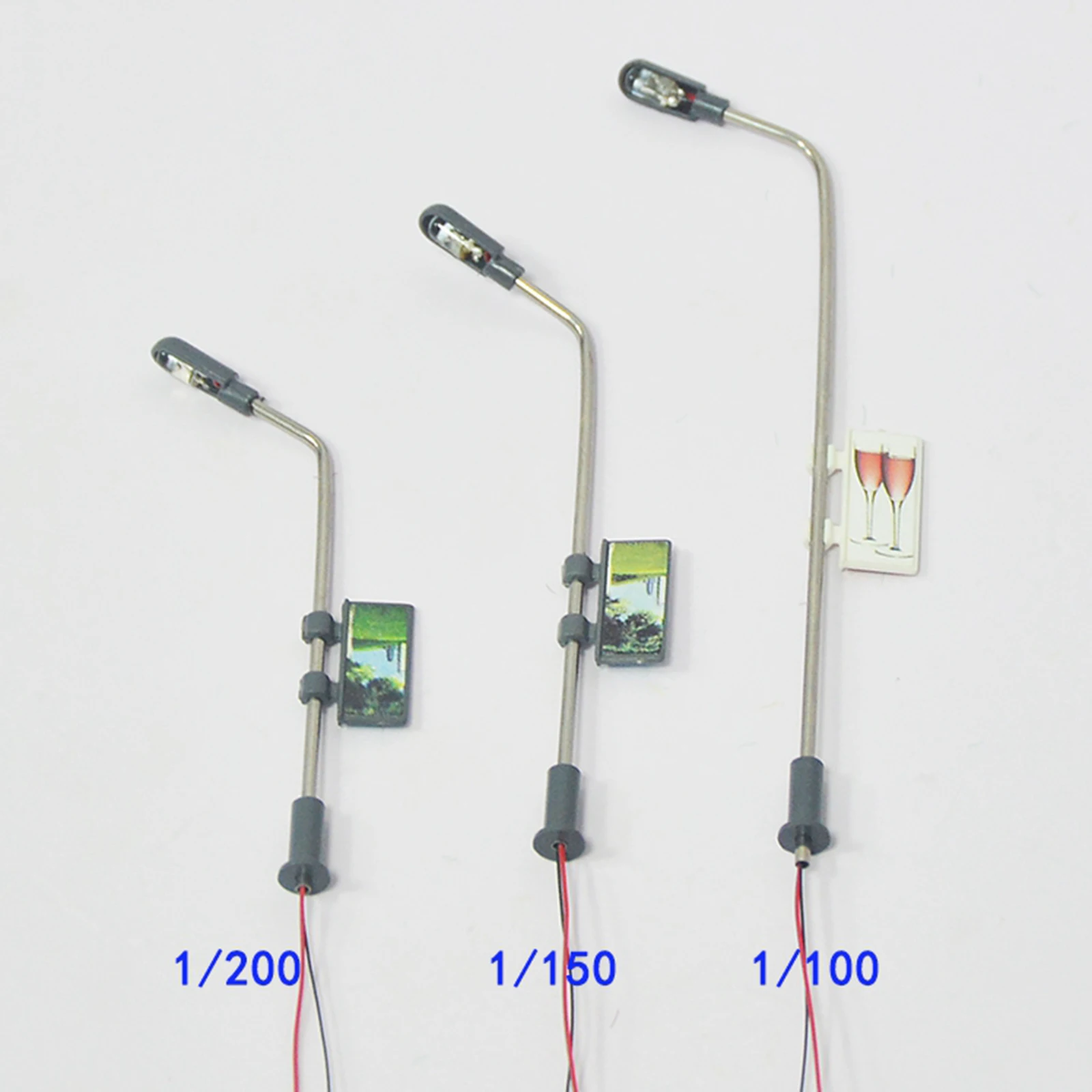 10pcs Train LED Light Landscape Lawn Railway Lamp Post Layout Mini Garden Street Lights Model Building HO/TT/N Scale 2