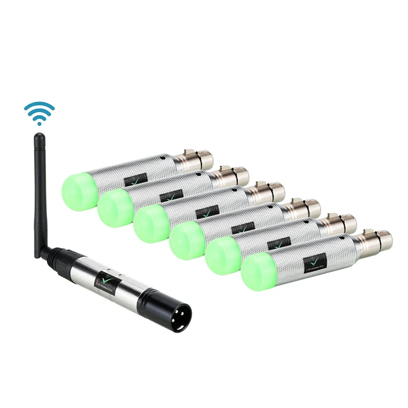 

7Pcs Dmx512 Dmx Dj 2.4G Wireless 6 Receiver Built-In Battery & 1 Transmitter Stage Lighting Control