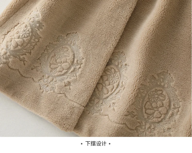 Haining шерстяное пальто с мехом женское длинное пальто с меховым воротником из овечьей шерсти