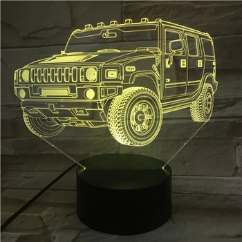 

3D Lamp Jeep Off-road Vehicle Bright Base Atmosphere Touch Sensor 7 Colors No Remote for Christmas Present Led Night Light Lamp