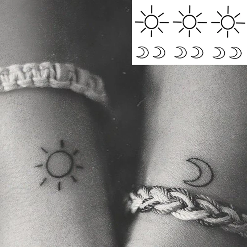 New Tattoo Small Water-Transfer Sun-Moon Heart Fake Falsh Body-Art Woman Gun for Kid RbqM8BGR
