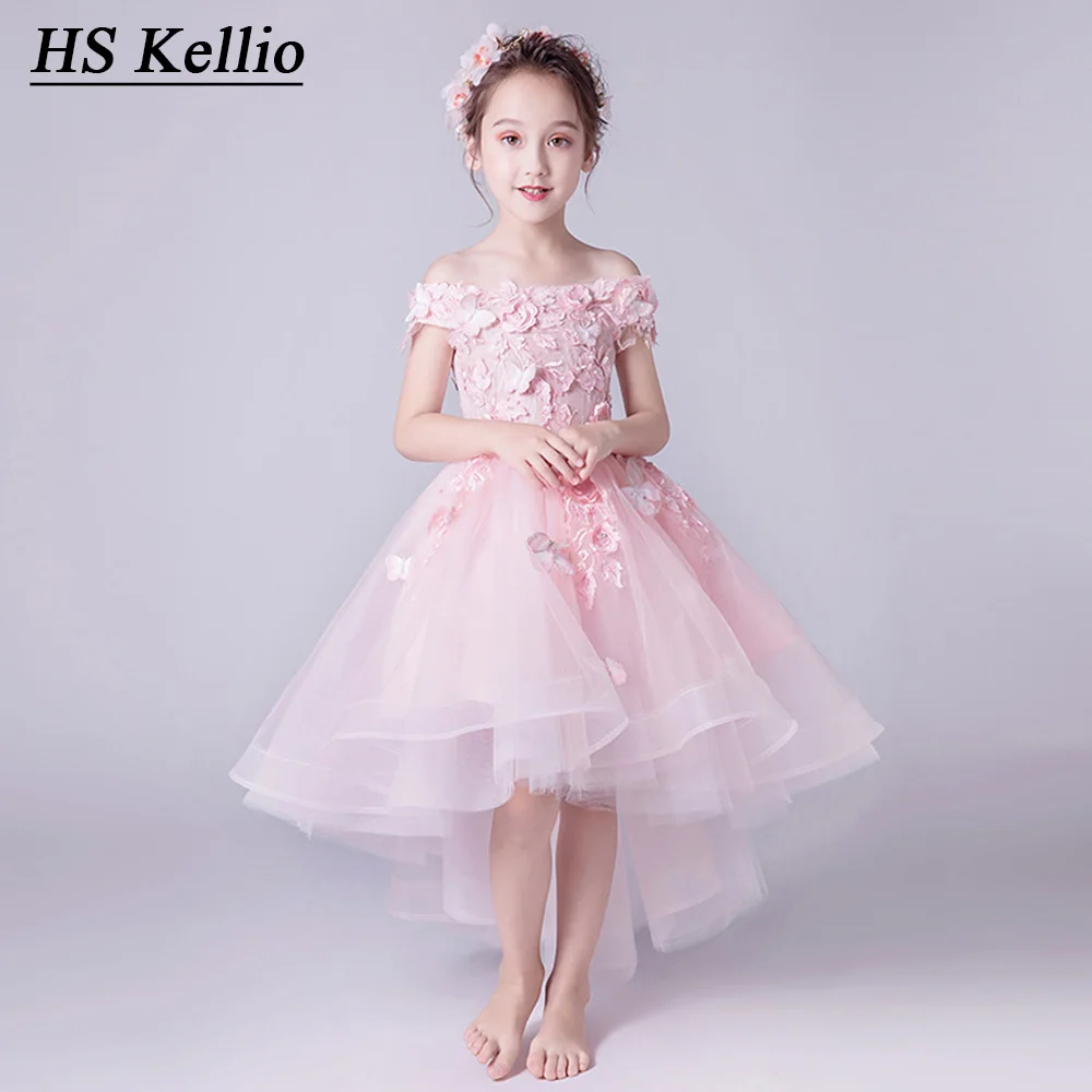 Цветочные платья для девочек HS Kellio свадеб с открытыми плечами Кружевная