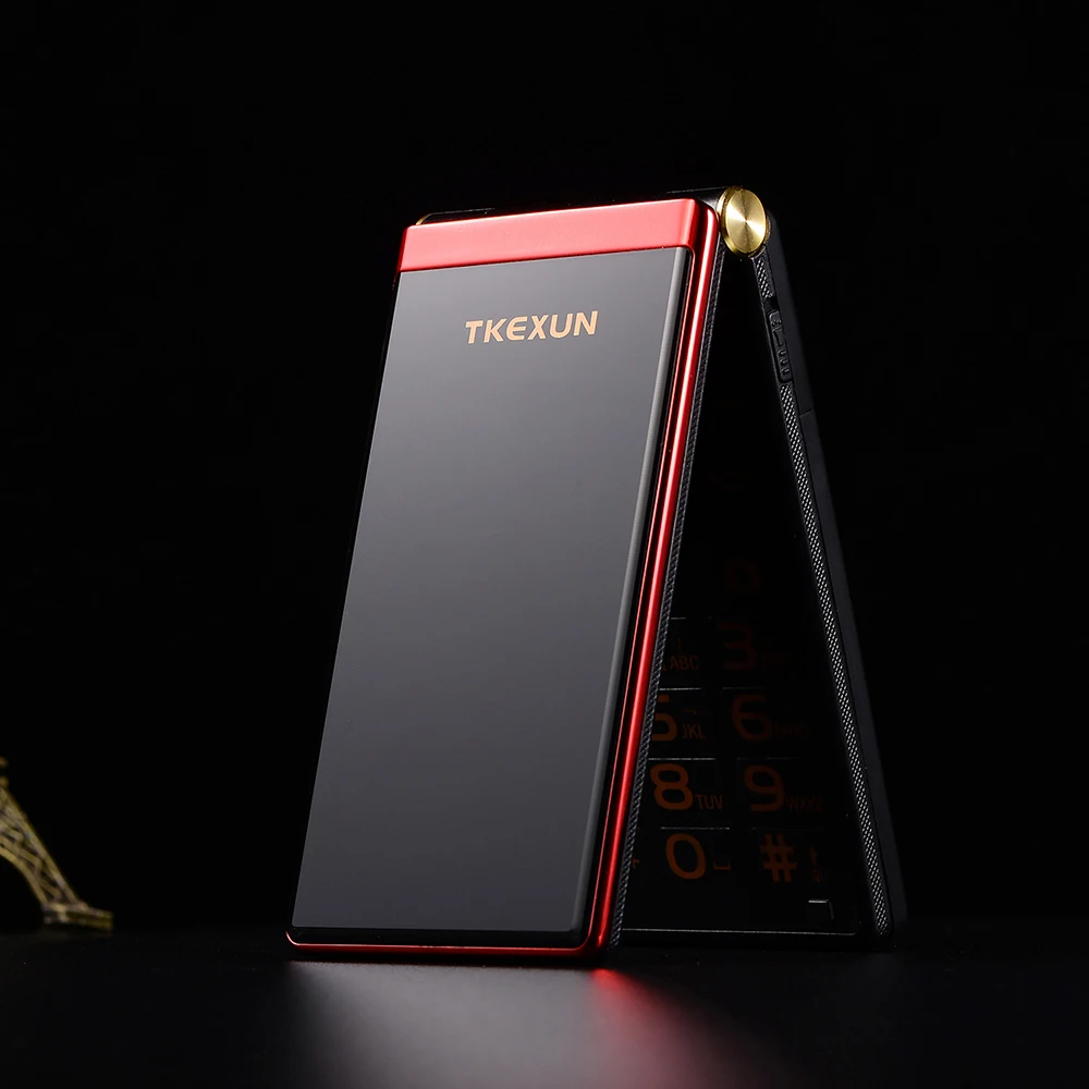 Tkexun, двойной экран, 2,8 дюйма, сенсорный дисплей, флип-телефон, длительное время ожидания, SOS, скорость вызова, большой ключ, BT 2,0, черный фонарь, две sim-карты, бесплатный Чехол