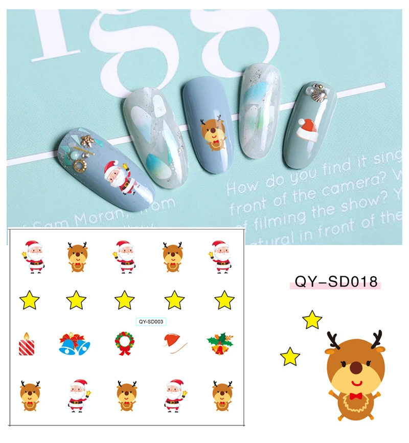 1x Рождественский дизайн ногтей наклейки Стикеры 3D на ногти Nail Art Маникюр Педикюр Экспресс фольги Инструменты для укладки волос