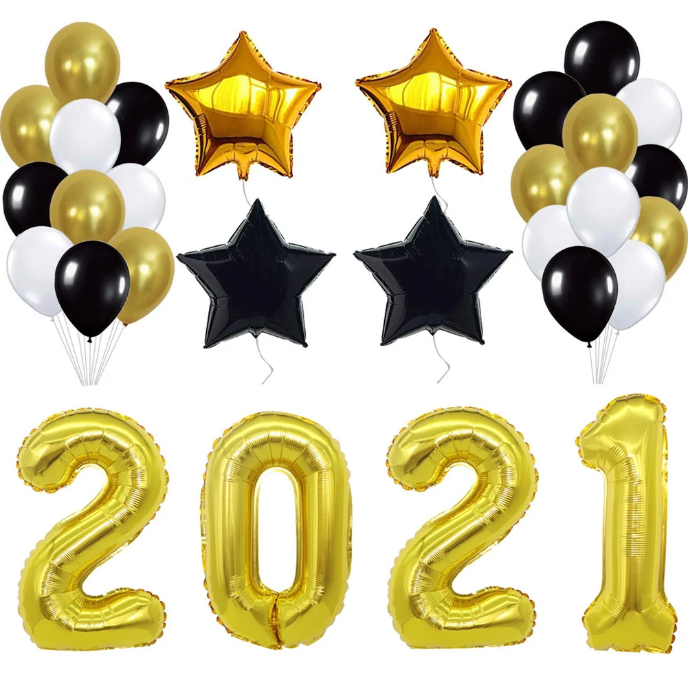 

Digital Number Balloons 2021 Aluminum Film Balloon Set 12 Inch Latex Transparent Sequin Balloon for Baby Shower Wedding Party