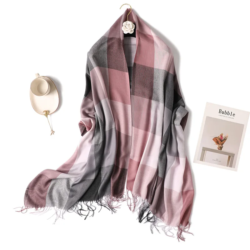 

2019 New Women's Winter Scarf Cashmere Plaid Shawls and Wraps Ladies Warm Scarves Hijabs Neckerchief Foulard Pashmina