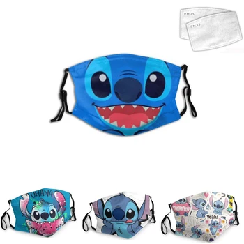 

Dust Mask With Filter Cartoon Pattern Face Mouth Mask Cute Stitch Print Mouth Mask With 2pc PM2.5 For Adult Child Adjustable