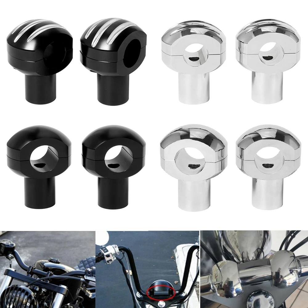 

25mm Motorcycle Handlebar Clamp Riser Kit Adjustable Rise Bar Mount for Harley Honda 1" inch Handle Bar Risers Black Universal