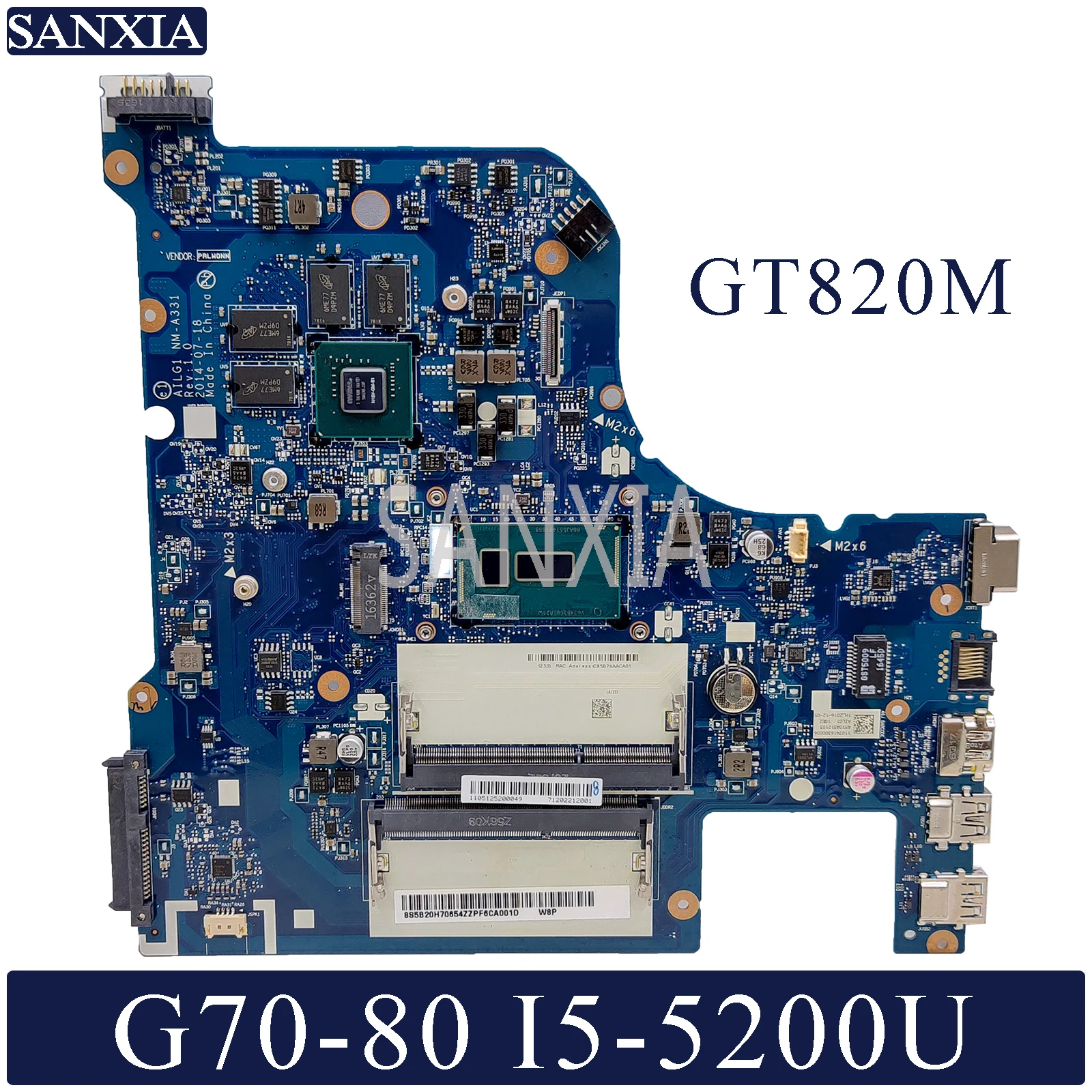 Kefu AILG1 NM-A331 ноутбука материнская плата для Lenovo G70-80 Тесты Оригинал материнская плата I5-5200U GT820M/GT840M