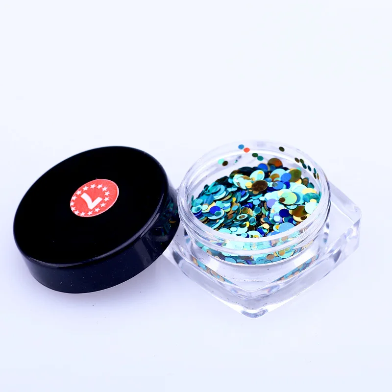 Manicure 12 Color  Flat Dot shape Sequins Paillettes Laser Mixed Round Sequin Metal For Nails Texture Size Mixed Nail Decoration