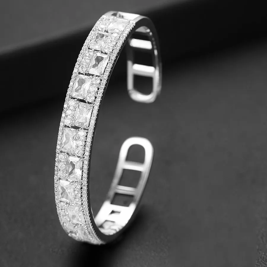 H189 Silver GODKI, Роскошный Браслет-манжета для женщин с изображением мороженого, для свадьбы, полный кубический циркон, Кристалл CZ, Дубай, серебряный браслет, вечерние ювелирные изделия - Окраска металла: H189 Silver