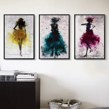 

Elegant Poetry Dancing Skirt Girl Watercolor Abstract Canvas Painting Art Print Poster Picture Decoration Modern Home Decoration