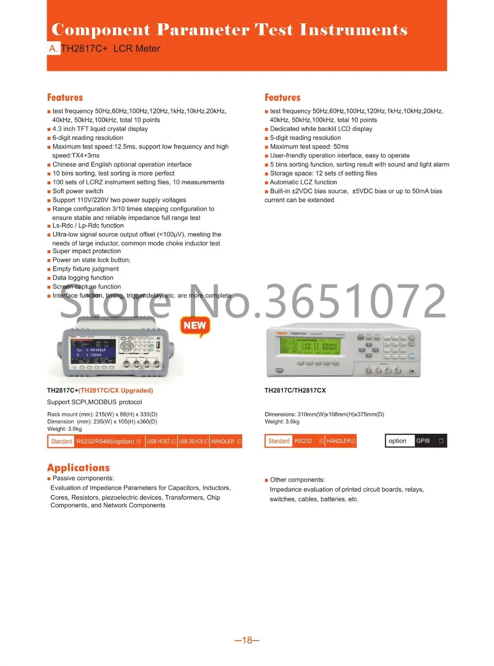 TH2817C+ Digital LCR Meter Upgraded LCR Meter for TH2817C and TH2817CX RLC Meter
