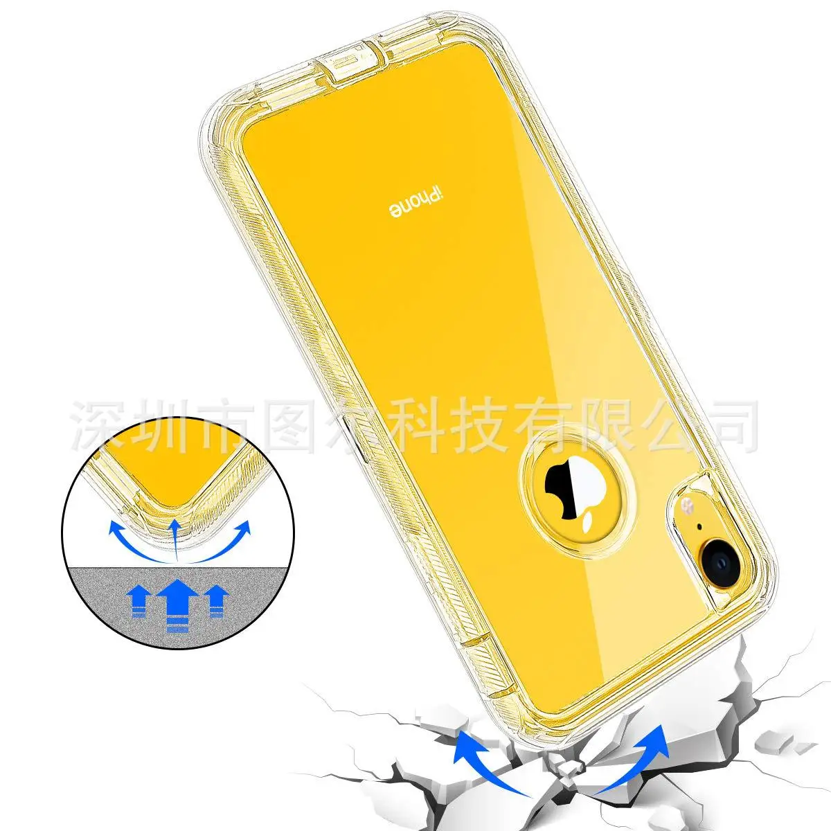 В настоящее время iPhone XR Прозрачный чехол для телефона тройная защита три в одном ТПУ+ PC ударопрочный защитный чехол A