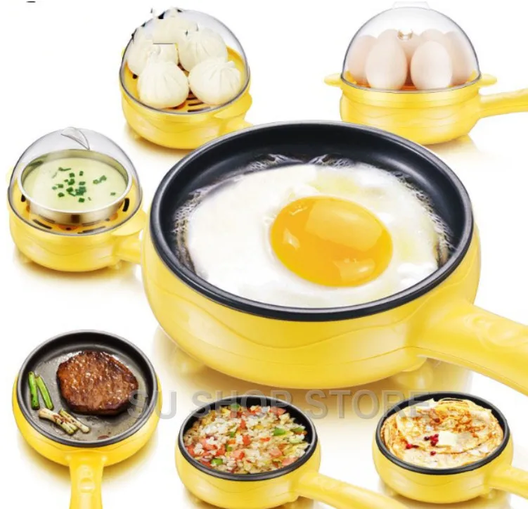 

Multifunction household mini egg omelette Pancakes Electric Fried Steak Frying Pan Non-Stick Boiled eggs boiler steamer Shut Off