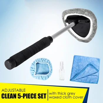 

Car Window Cleaning Kit Telescopic Brush Wiper Microfiber Towel Spray Bottle Thick Fiber Car Cleaning Cloth Washing