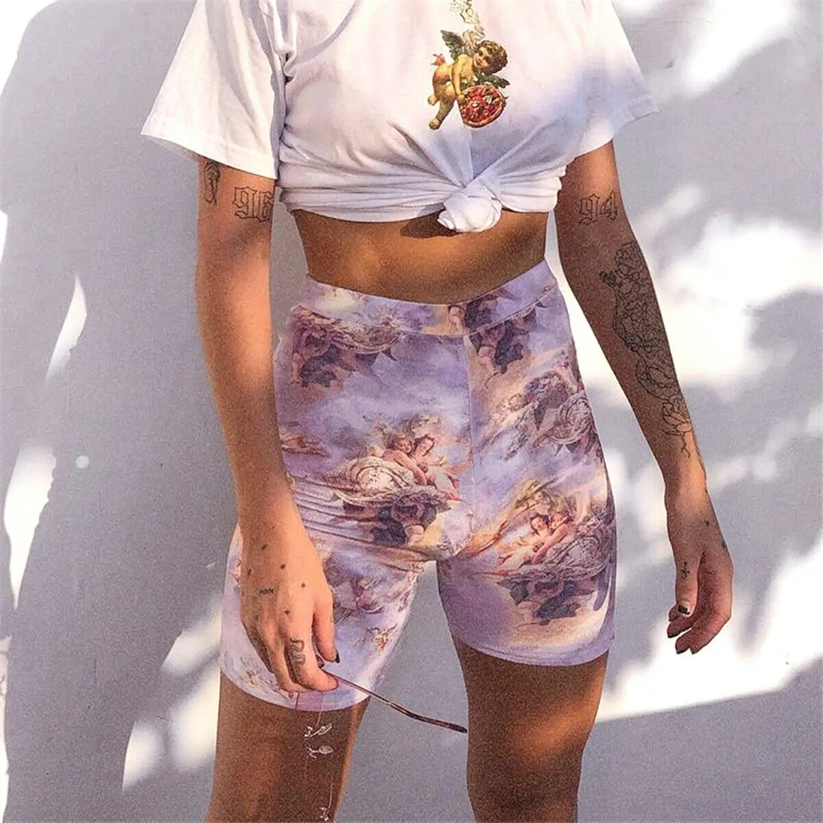 

2019 Women summer shorts high waist short printing Short boho Women feminino boho skinny short mujer S M L clothes bike bicycle