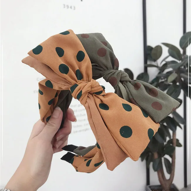 

Korea Winter New Big Bowknot Dot Print Hairbands Hair Bands For Women Fashion Hair Accessories Headbands Headwear