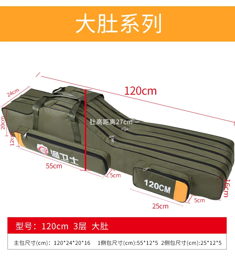 Сумка для удочки, рыболовная Сумка, Толстая сумка для удочки 1,2 м, трехслойная водонепроницаемая рыболовная Сумка большого объема, многофункциональная