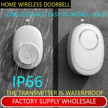 

New Arrival Home Security Wireless Doorbell , Smart Waterproof Door bell in stock 1transmitter+2receivers