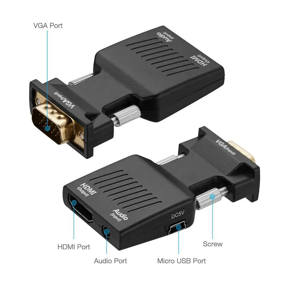 VGA к HDMI адаптер высокой четкости кабель Поддержка аудио видео синхронизации