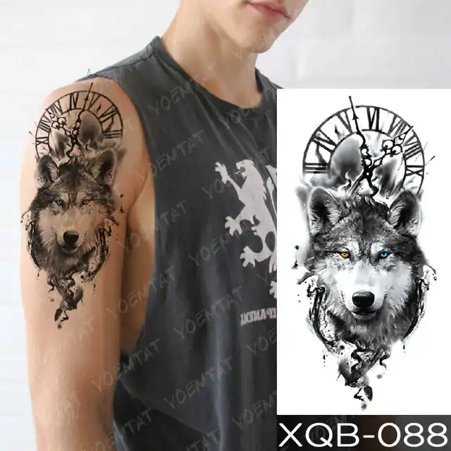 Dragon Wolf Tiger Animal Waterproof Temporary Tattoo Sticker Man Arm Leg Tato Body Art Fake Tatto Water Transfer Tatoo Women 03-XQB088