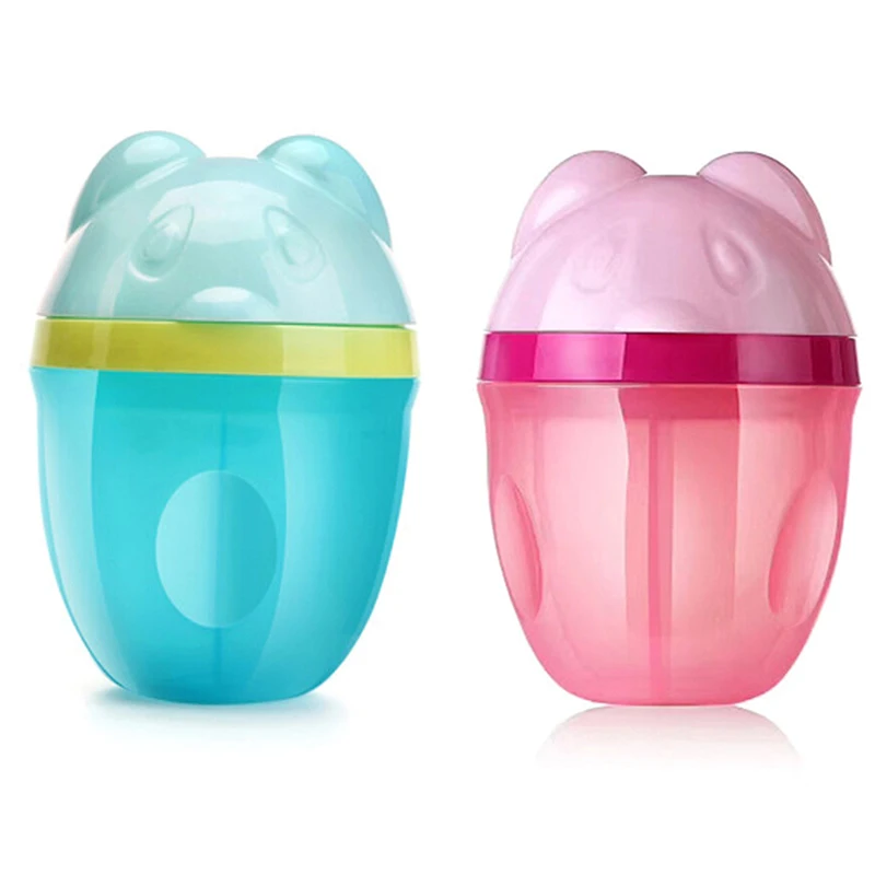

1PC Cartoon Bear Portable Food Container Three Lattice Infant Baby Food Storage Baby Milk Powder Dispenser Container