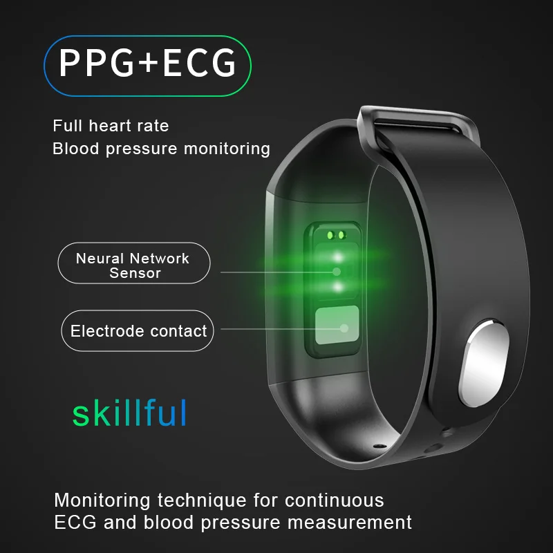 Умный Браслет для измерения артериального давления, пульсометр PPG ECG, умный браслет, фитнес-трекер, электронный браслет Kinyo умный Браслет пульсометр кровяное давление ЭКГ PPG Смарт-часы IP67 Водонепроницаемый