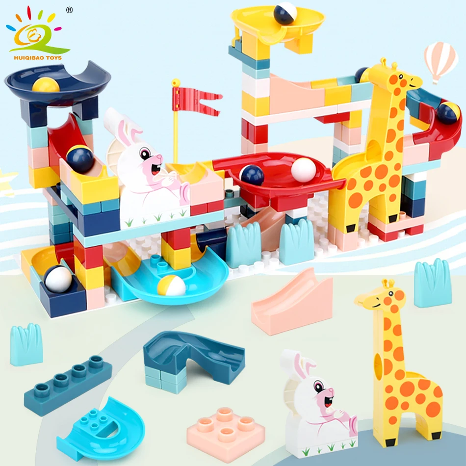 HUIQIBAO 152CS Marble Run гоночный трек слайд DIY строительные блоки городской набор большой
