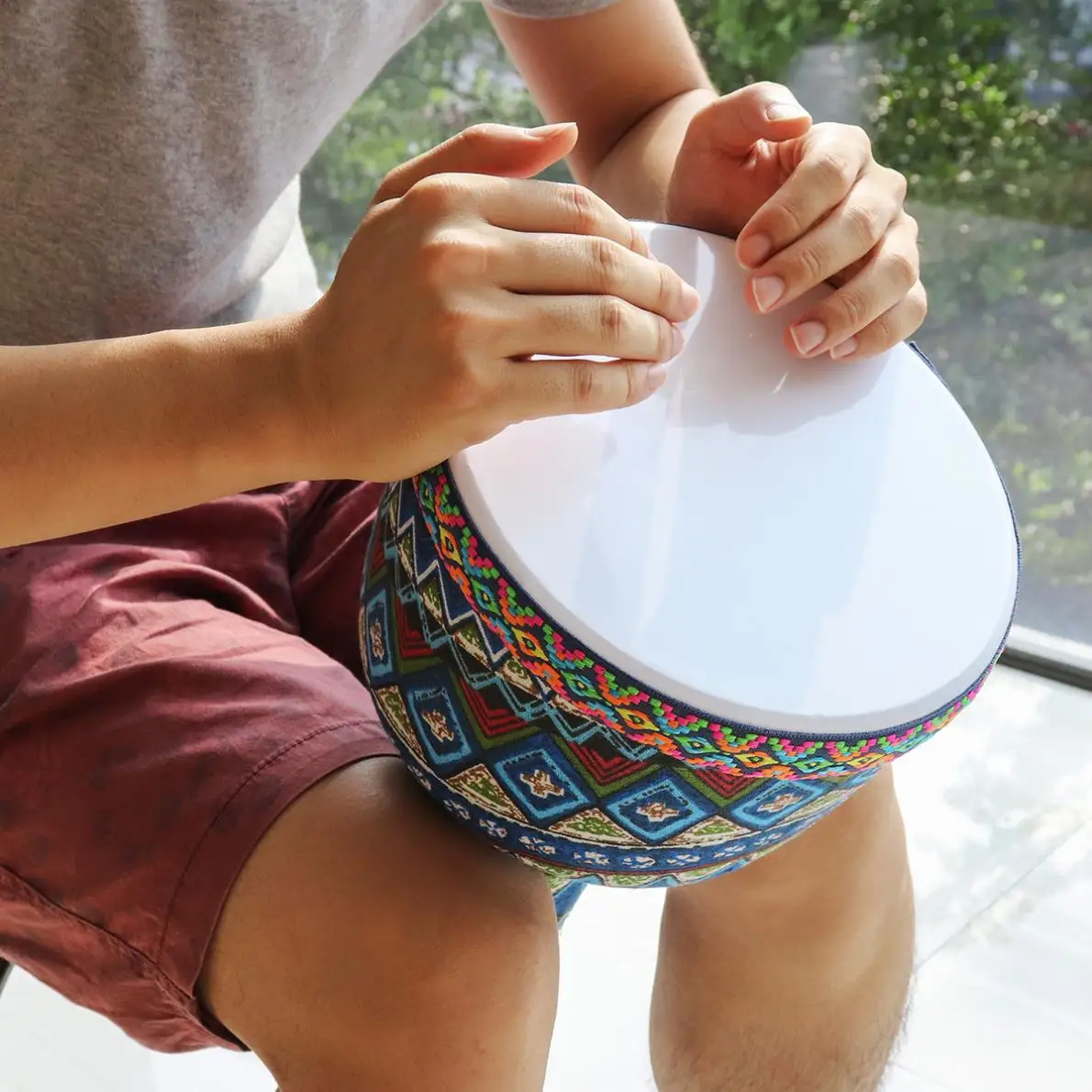 8 дюймов Африканский Djembe барабан красочные ткани искусства ABS баррель ПВХ кожи детей ручной барабан