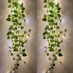 2M 30Leds Ivy Leaf Garland Fairy Lights Fake Artificial Plants AA Battery Powered LED String Copper Light For Wedding Home Decor