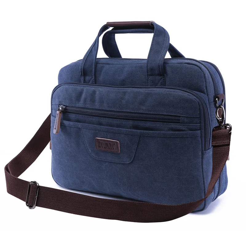 Повседневный холщовый мужской портфель, брендовая деловая дорожная сумка для ноутбука, Мужская вместительная сумка через плечо