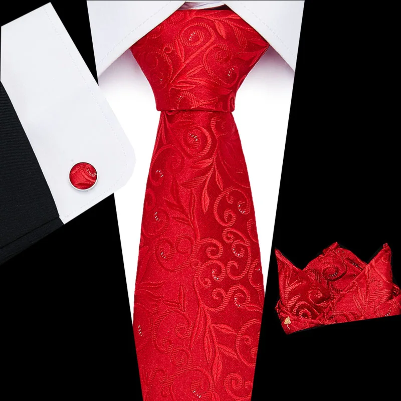

New Design Tie Set Jacquard Weave Silk Tie Gravata Handkerchief Cufflinks Set Pocket Square Men Necktie for Wedding