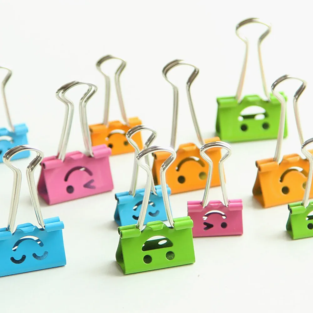 40pcs Smile Metal Binder Clips Paper Clip For Home Office School File Paper Organizer Supplies Documents Bag Book Clips