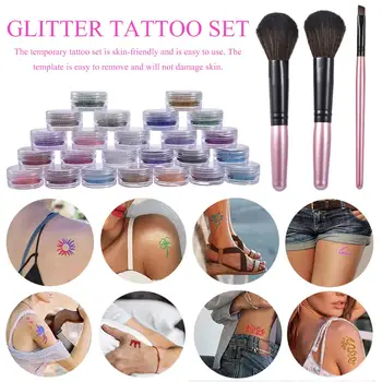 

120-pattern Template 24-color Glitter Set Diamond Glitter Temporary Tattoo Set Body Painting Art for Kids Teenagers and Adults