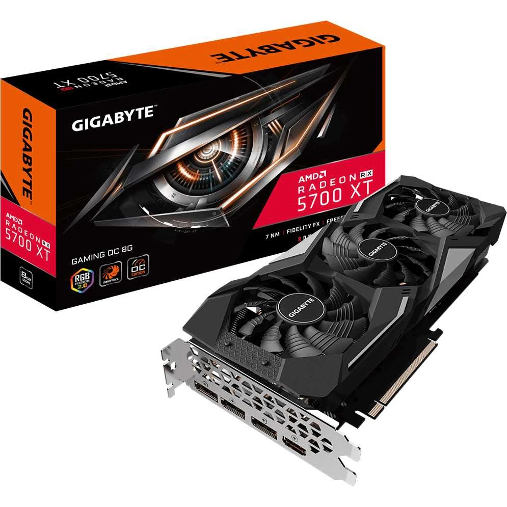 Видеокарта Gigabyte PCI-E 4.0 GV-R57XTGAMING OC-8GD AMD RX5700XT 8192Mb 256b GDDR6 1605/14000/HDMIx1
