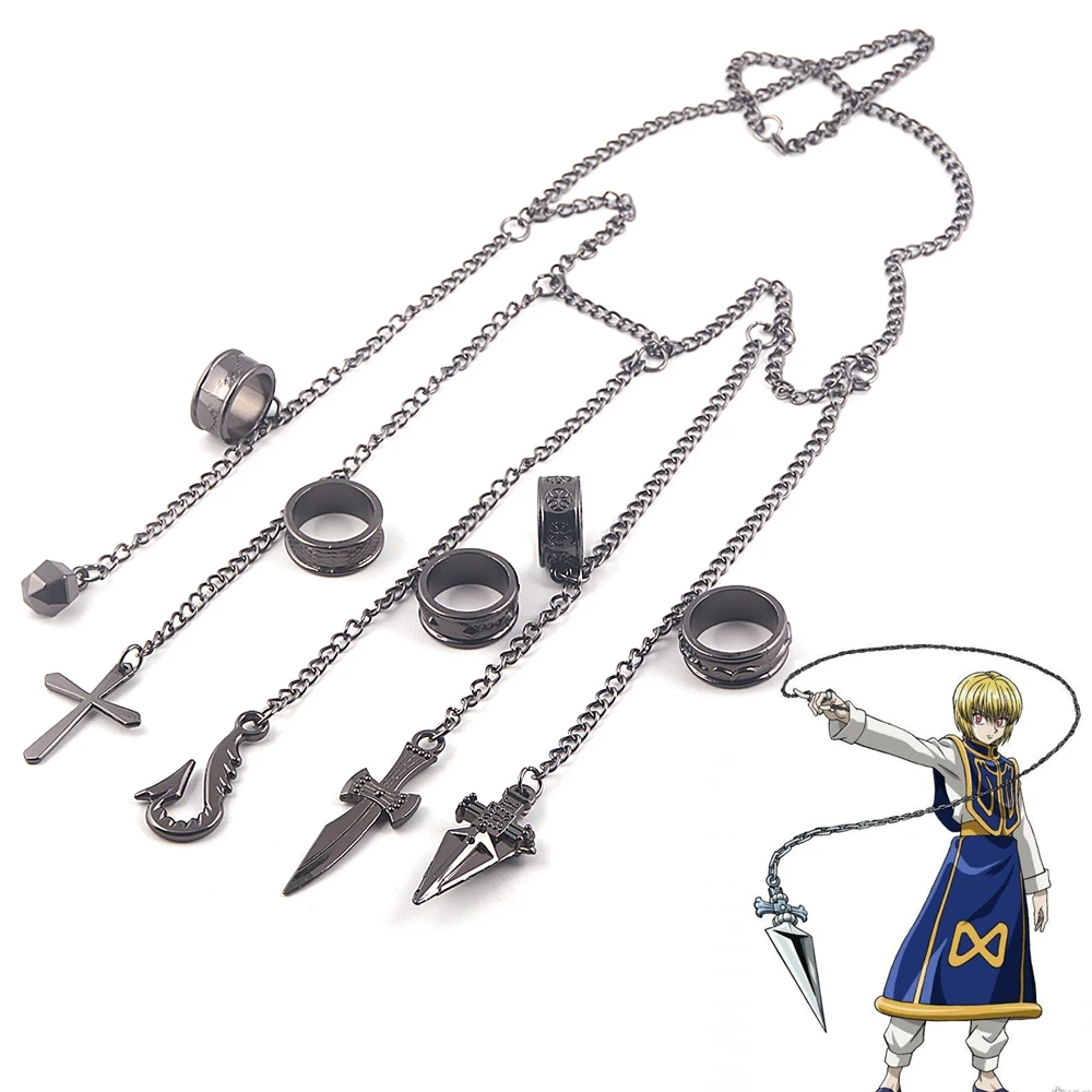ハンター ハンターkurapika 5リングチェーンチャームブレスレットパンクヒップホップヴィンテージクロス指チェーン女性男性ジュエリー チェーン リンクブレスレット Aliexpress
