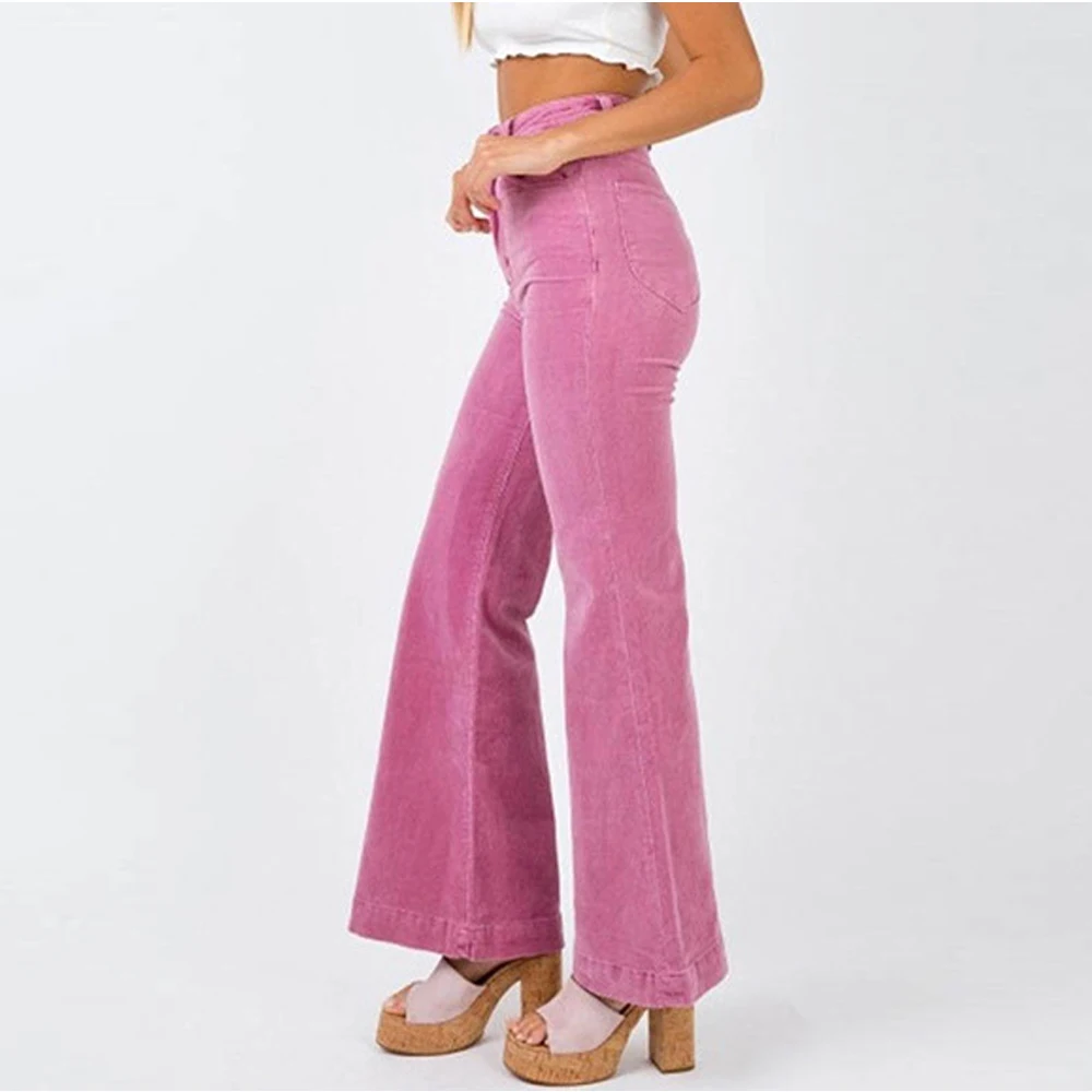 Skinny Pants Women Corduroy Women Clothing New Stylish Solid Color Pocket  High Waisted Pants Autumn Winter Mujer Pantalones S-L