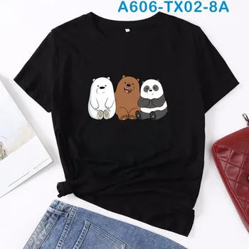 

Women T Shirt Summer Cotton Plus Size 4XL 5XL Cute Cartoon Bear Panda Print Short Sleeve O-Neck Casual Female TShirts Tops Tees